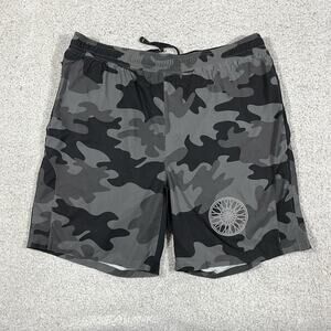 Soulcycle Shorts Mens M Gray Camo Performance Lined Running Athletic Gym Workout